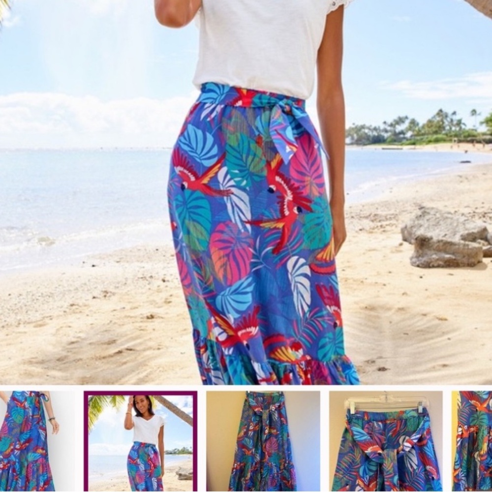 Talbots Blue Pink Tiered Maxi Skirt Resort worn once - Picture 5 of 6